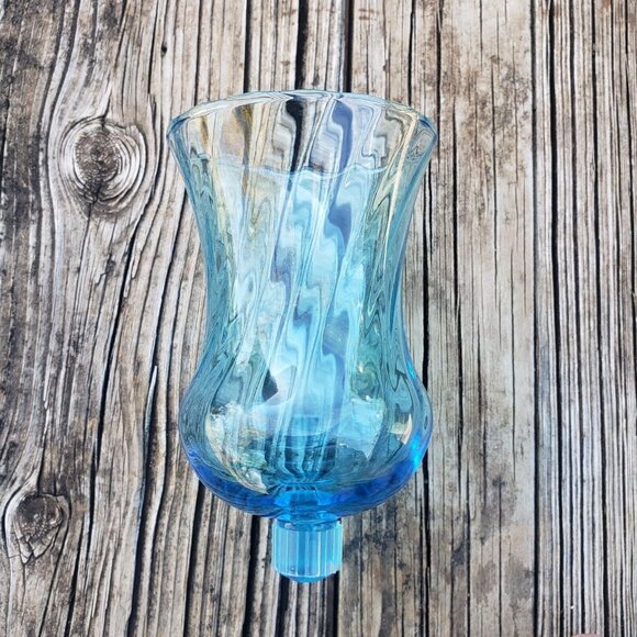 Vintage Homco Glass‎ Votive Sconce Cup Candle Holder Peg Tall Blue Swirl - Picture 6 of 9
